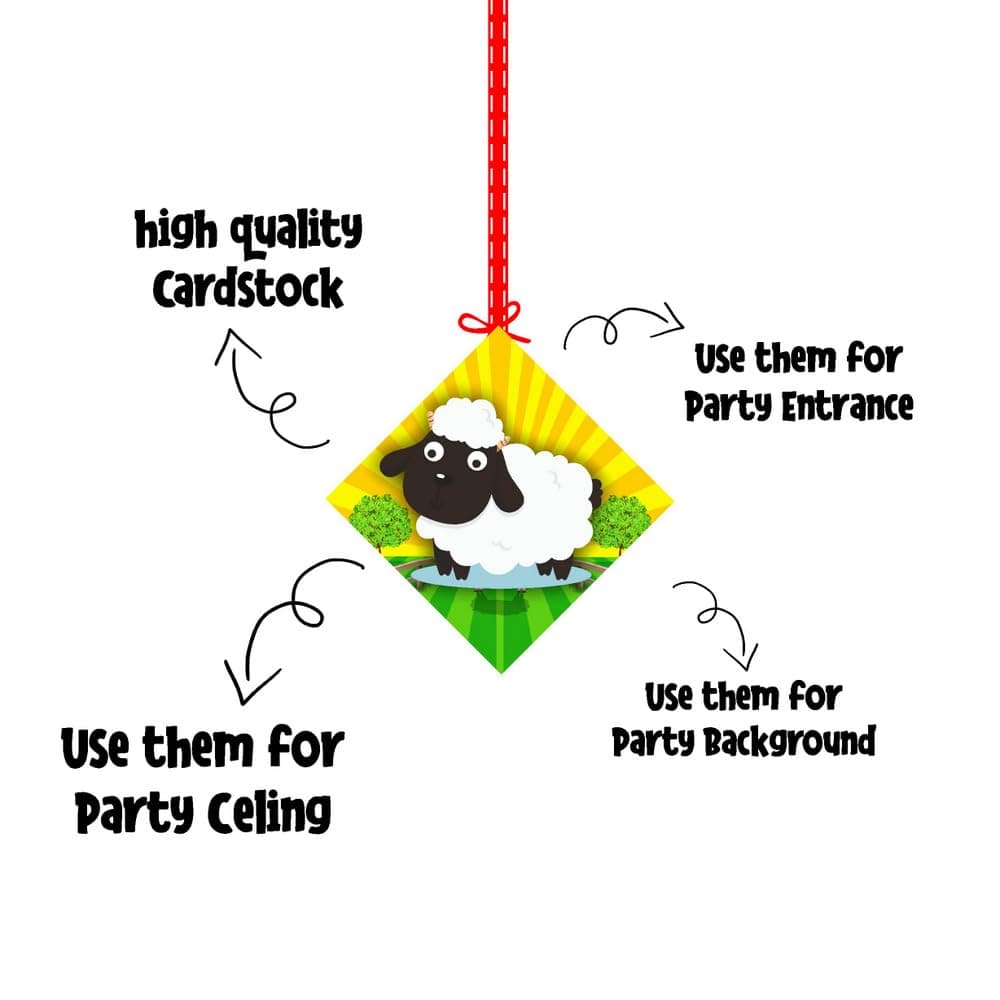 Balloonistics Farm Theme Hanging Decorations - Pack of 12 Barnyard Birthday Hangings - Premium Cardstock Double-Sided Cow, Pig, & Tractor Cutouts with Strings, Rustic Country Party & Outdoor Bash Decor (Hangings - Pack of 12) thumbnail 6