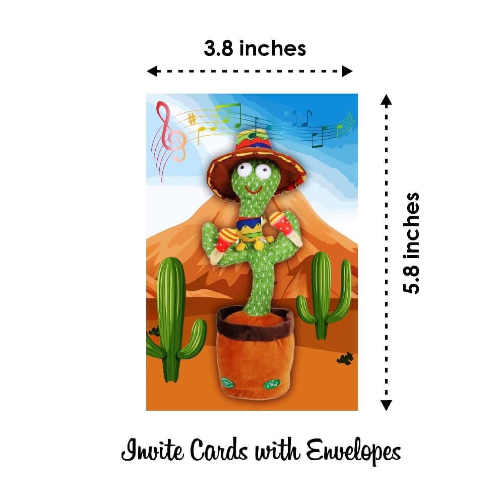 Balloonistics Talking Cactus Birthday Invitation Cards - Pack of 10 Premium Cardstock Fill-in-the-Blank Invites - Dancing Cactus Theme Party Supplies, Desert Fiesta "Stay Sharp" Celebration Announcements (Invite Cards - Pack of 10) thumbnail 6