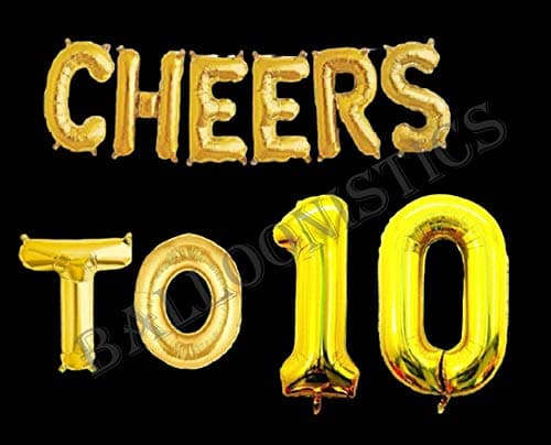 Balloonistics Cheers to Ten Foil Balloon Combo – “Cheers to 10” & Number 10 Foil Balloon Set for 10th Birthday & Tenth Anniversary Party Decorations thumbnail 2