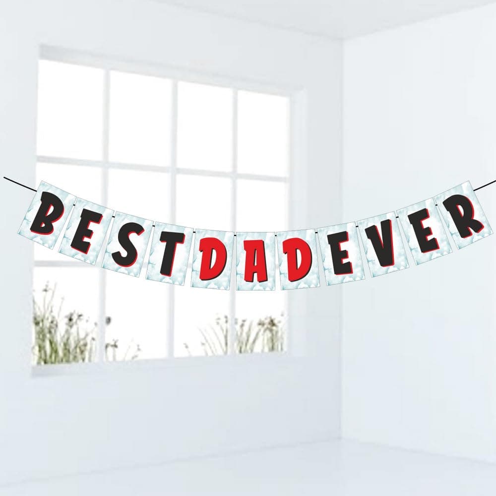 Balloonistics Best Dad Ever Banner – Premium Cardstock Bunting for Father's Birthday, Father's Day & Dad Appreciation Party Decoration thumbnail 1
