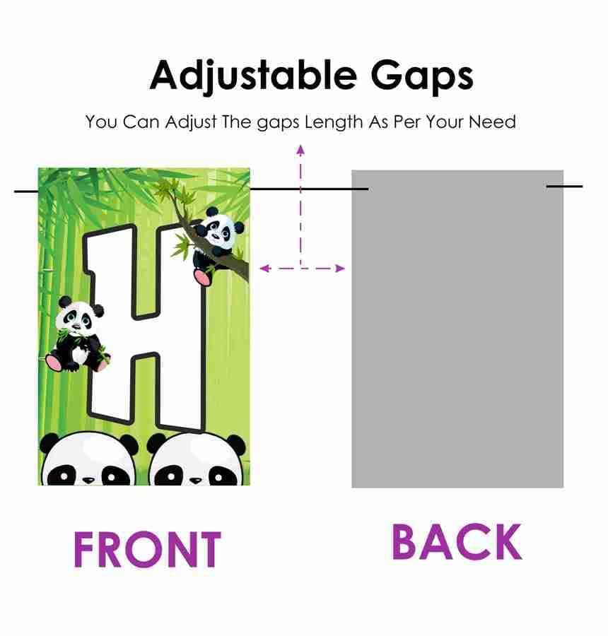 Panda Theme Happy Birthday Banner - Cute Panda Bear & Bamboo Jungle Cardstock Bunting - Wild One, Zoo & Safari Party Decorations for Boys & Girls - Includes Ribbon (Happy Birthday Banner) thumbnail 5