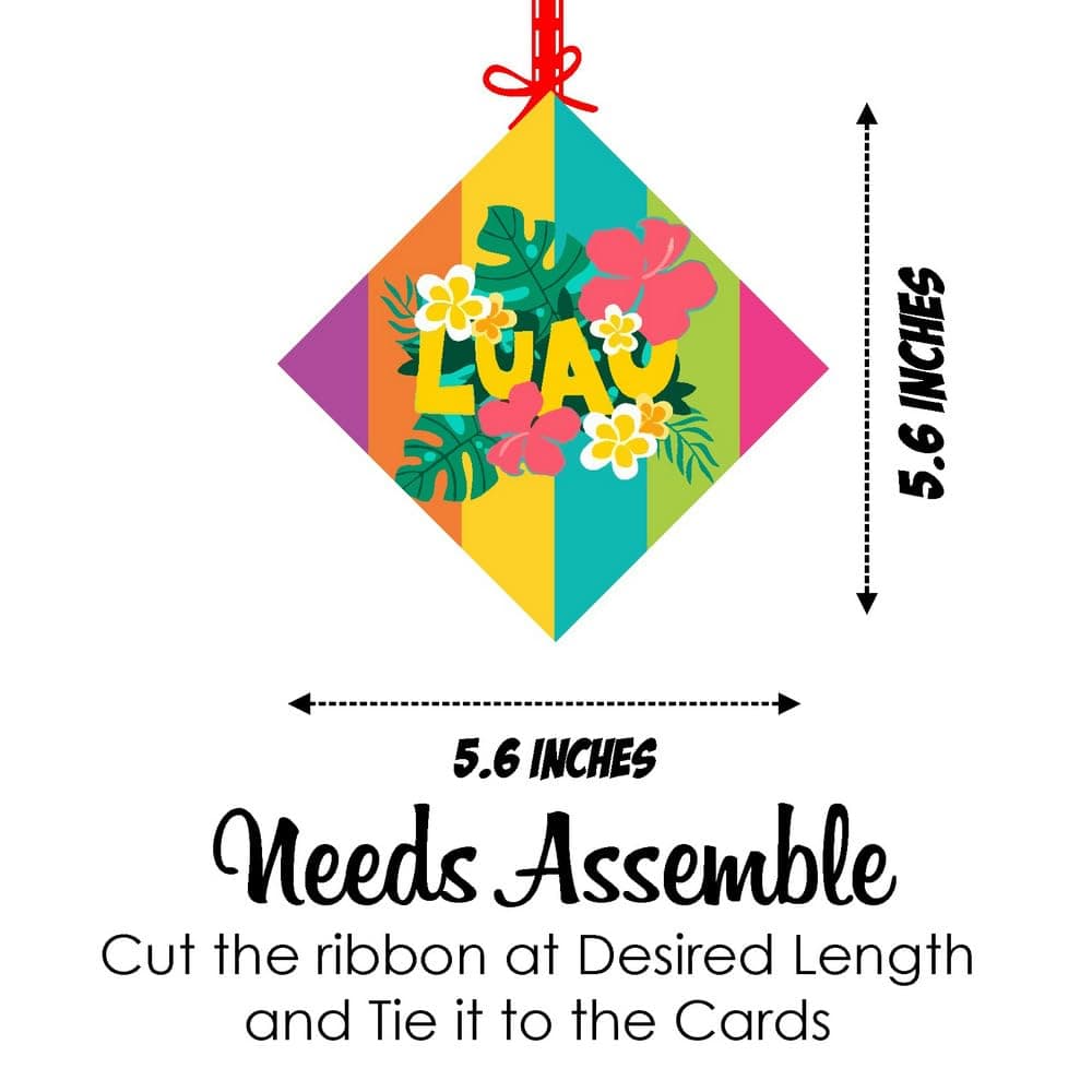 Balloonistics Hawaii Luau Theme Happy Birthday Hanging Decorations (Pack of 12) - Double-Sided Tropical Hibiscus & Pineapple Cutouts - Premium Cardstock Aloha Party Decor with Ribbons Included (Hangings - Pack of 12) thumbnail 7