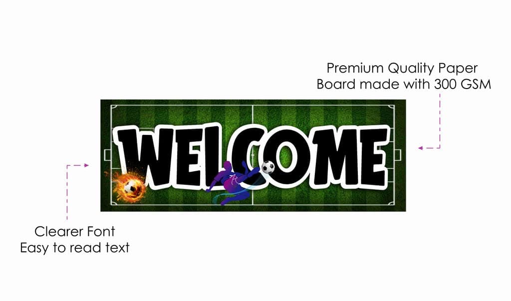 Balloonistics Football Theme Birthday Welcome Board (2.3 Feet) - Large Soccer Stadium Entrance Sign for Boys & Sports Fans - Premium Cardstock Game Day Party Decor with Ribbons for Indoor & Outdoor Use (Welcome Outdoor Board) thumbnail 6