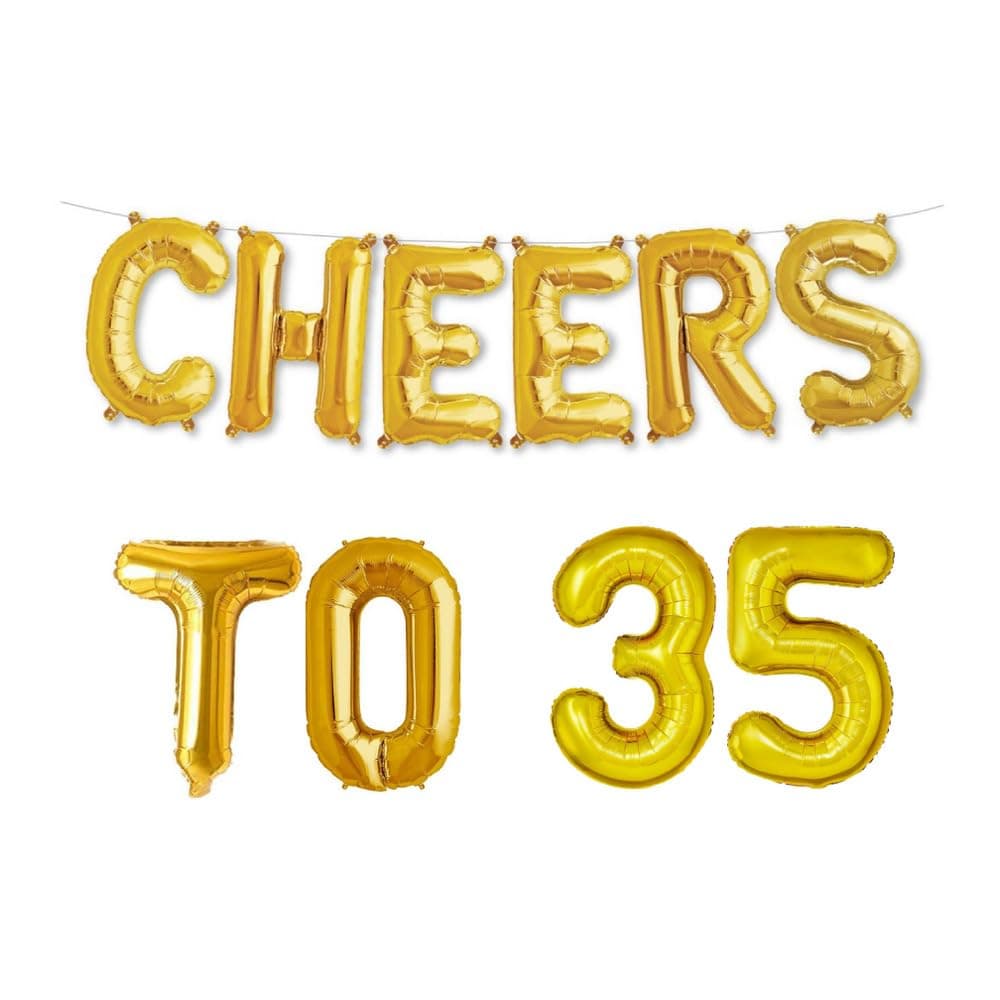 Balloonistics Cheers to Thirty Five Foil Balloon Combo – “Cheers to 35” & Number 35 Foil Balloon Set for 35th Birthday & Anniversary Party Decorations thumbnail 1