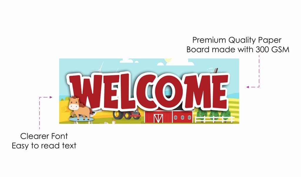 Balloonistics Farm Theme Welcome Outdoor Board - Large Barnyard Birthday Yard Sign - Premium Weather-Resistant Cardstock Red Tractor & Cow Welcome Poster, Rustic Country Party Entryway Decor (Welcome Outdoor Board) thumbnail 6