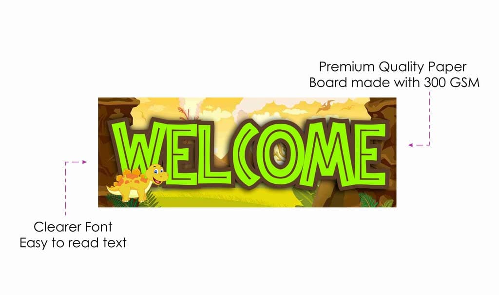 Balloonistics Dinosaur Theme Welcome Board 2.3 Feet Large Premium Cardstock Dino Theme Party Entrance Sign for Outdoor & Indoor Decor Welcome Banner with Ribbon (Welcome Outdoor Board) thumbnail 6