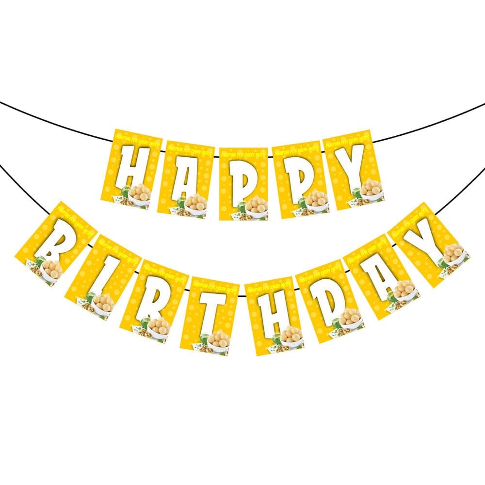 Balloonistics Golgappa Theme Happy Birthday Banner - Pani Puri & Chaat Lover Cardstock Bunting for Desi Foodies - Street Food Theme Birthday Decorations, Indian Snack Party Supplies, Backdrop Decor thumbnail 2
