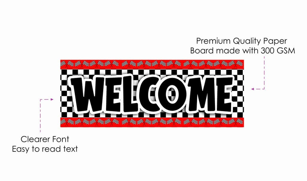 Balloonistics MotoGP Theme Birthday Welcome Board - Large 2.3ft Cardstock Racing Banner for Indoor & Outdoor - Grand Prix Motorbike Party Decorations, Racing Flags & Track Backdrop (Welcome Outdoor Board) thumbnail 6