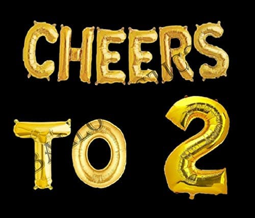Balloonistics Cheers to Two Foil Balloon Combo – “Cheers to 2” & Number 2 Foil Balloon Set for 2nd Birthday & Second Anniversary Party Decorations thumbnail 2
