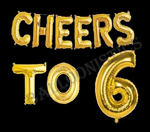 Balloonistics Cheers to Six Foil Balloon Combo – “Cheers to 6” & Number 6 Foil Balloon Set for 6th Birthday & Sixth Anniversary Party Decorations thumbnail 3