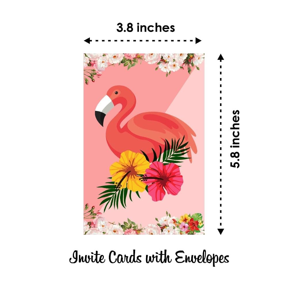 Balloonistics Flamingo Theme Birthday Invitation Cards - Pack of 10 Tropical Luau Party Invites - Premium Cardstock "Let's Flamingle" Fill-in Invitations, Vibrant Summer Pink & Floral Birthday Supplies (Invite Cards - Pack of 10) thumbnail 6