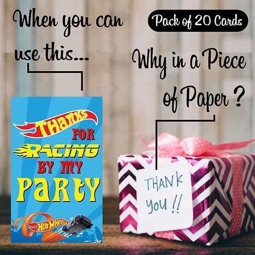 Balloonistics Hot Racing Wheels Theme Thank You Cards Return Gift Notes for Birthday Parties Premium Cardstock for Kids Party & Supplies (Thank you Cards - Pack of 20) thumbnail 3