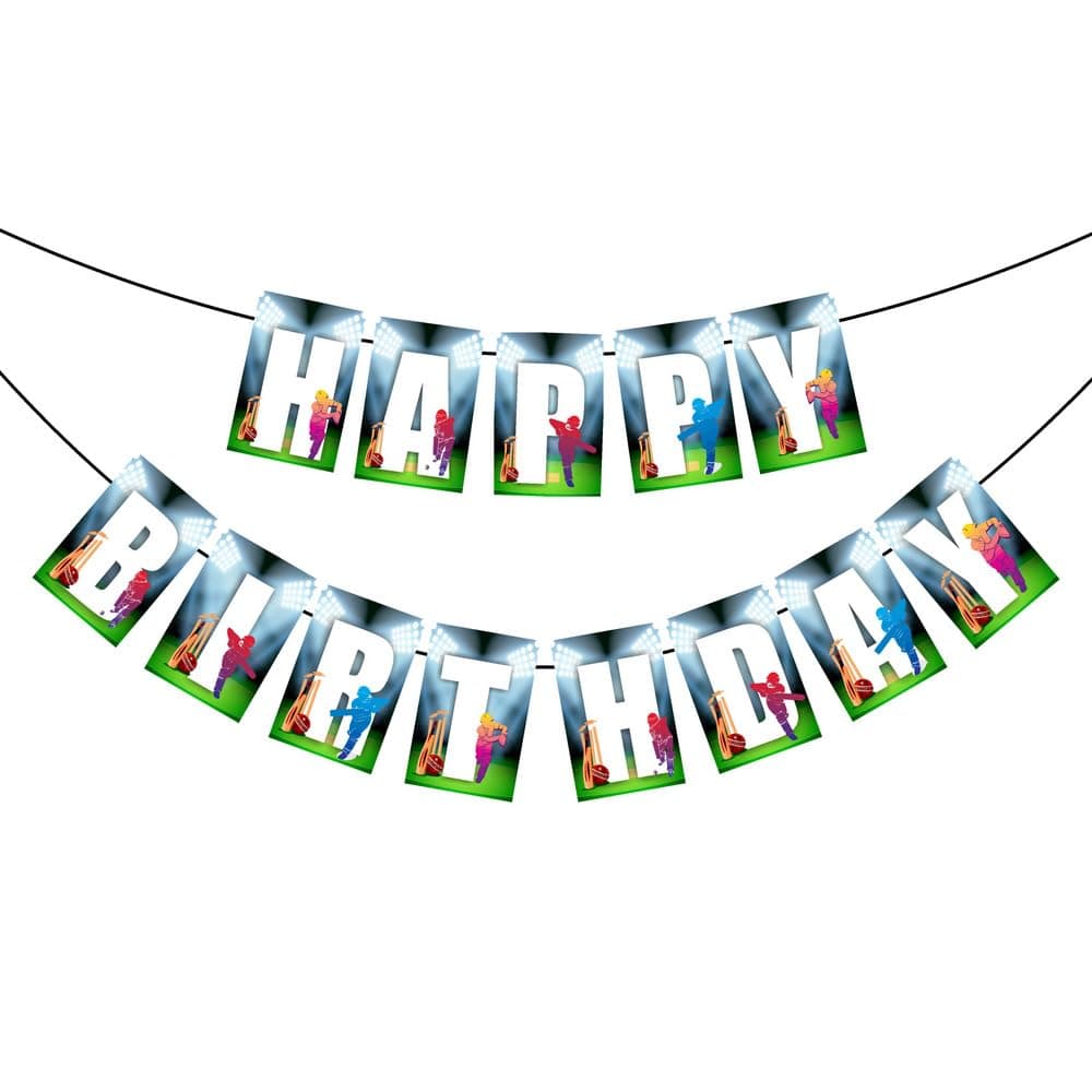 Balloonistics Cricket Theme Happy Birthday Banner Premium Cardstock Decoration Backdrop for Sporty Cricket Theme Party Supplies (Happy Birthday Banner) thumbnail 2
