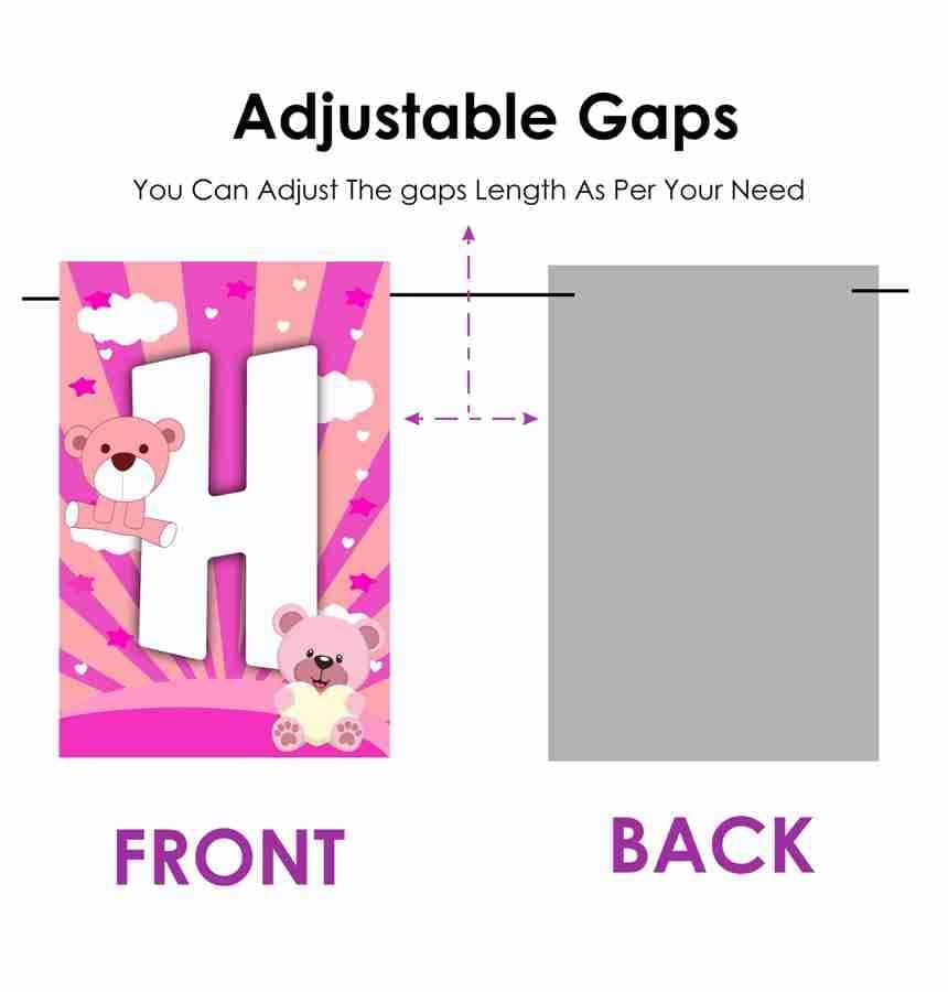 Balloonistics Pink Teddy Bear Happy Birthday Banner - Premium Cardstock Girl’s Birthday Party Bunting - Sweet Bear Theme Nursery Decor, "We Can Bearly Wait" 1st Birthday Backdrop, Floral Pink Bunting with Ribbons (Happy Birthday Banner) thumbnail 5