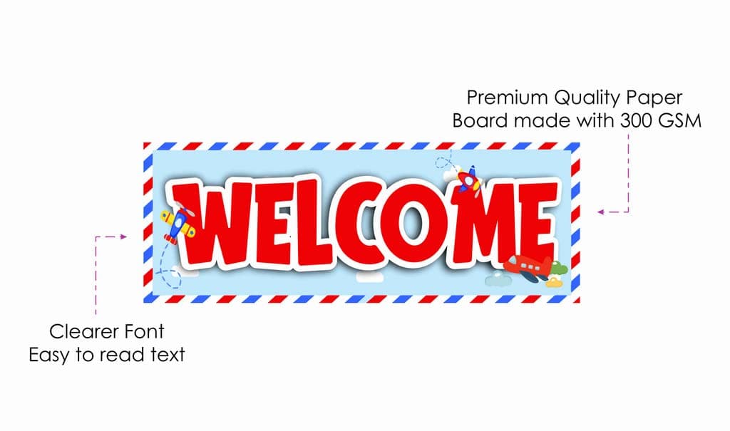 Aeroplane Theme Outdoor Welcome Board 2.3 feet Cardstock Panels - Blue & Red Airplane Birthday Entrance Sign (Welcome Board 2.3 feet) thumbnail 6