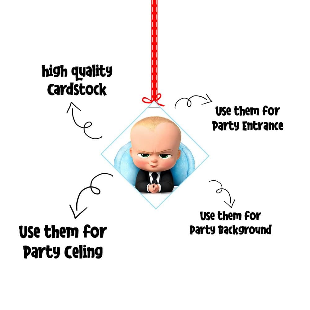 Balloonistics Baby Boss Theme Hanging Decorations Double-Sided Cardstock Party Hangings with Ribbons Decor for Boys Birthday (Hangings - Pack of 12) thumbnail 6