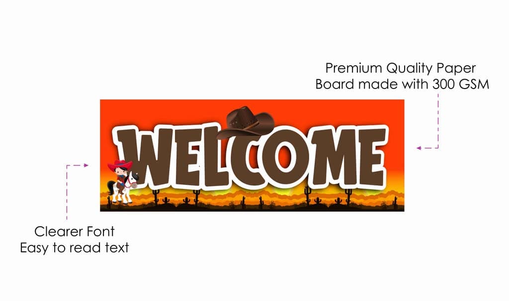 Balloonistics Cowboy Happy Birthday Welcome Board - 2.3ft Large Western Theme Entryway Sign - Premium Cardstock "Howdy Partners" Wild West Banner with Ribbons for Indoor & Outdoor Covered Use, Rustic Rodeo Party Supplies (Welcome Outdoor Board) thumbnail 6