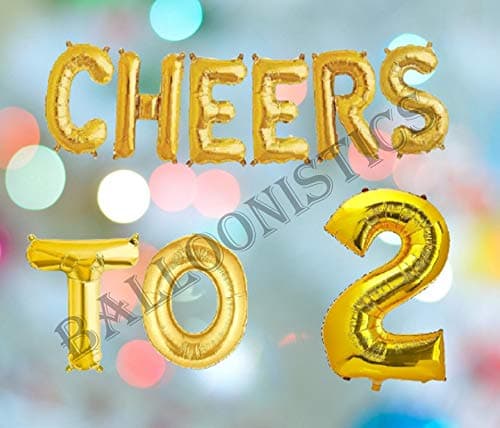 Balloonistics Cheers to Two Foil Balloon Combo – “Cheers to 2” & Number 2 Foil Balloon Set for 2nd Birthday & Second Anniversary Party Decorations thumbnail 3
