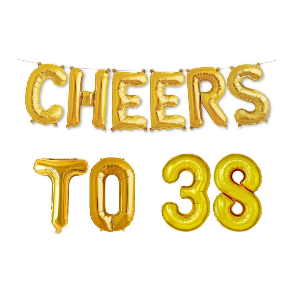 Balloonistics Cheers to Thirty Eight Foil Balloon Combo – “Cheers to 38” & Number 38 Foil Balloon Set for 38th Birthday & Anniversary Party Decorations thumbnail 1