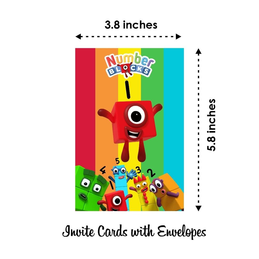 Balloonistics Numberblock Theme Birthday Invitation Cards - Pack of 10 Math-Powered Galaxy & Learning Fun Invites with Envelopes - Double-Sided Cardstock Fill-in Invitations for Kids, Educational Cartoon Party Supplies (Invite Cards - Pack of 10) thumbnail 6