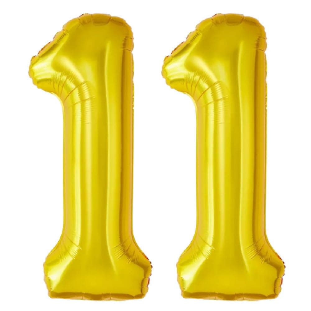 Balloonistics Number 11 Gold Foil Balloon – 17-Inch Metallic Gold “11” Balloon for 11th Birthday & Kids Party Decorations (Gold, Pack of 2) thumbnail 1