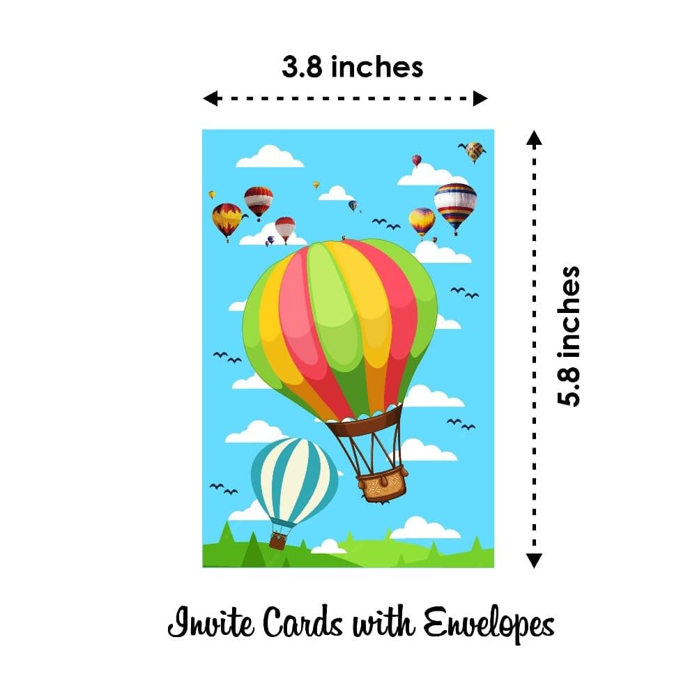 Balloonistics Hot Air Balloon Theme Birthday Invitation Cards - Pack of 10 Up & Away Party Invites - Premium Cardstock "Adventure Awaits" Fill-in Invitations, Whimsical Pastel Sky & Cloud Birthday Supplies (Invite Cards - Pack of 10) thumbnail 6