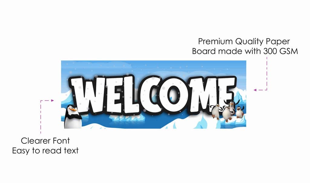 Balloonistics Penguin Birthday Welcome Board - 2.3 Feet Large Cardstock Party Sign - Cute Winter Theme Entryway Decor for Indoor & Outdoor, Arctic Birthday Welcome Banner with Ribbons (Welcome Outdoor Board) thumbnail 6