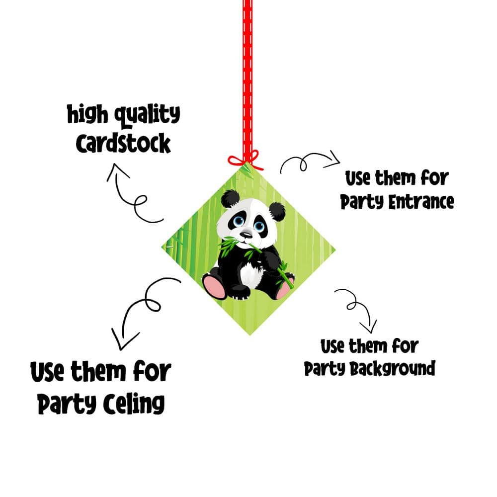 Panda Theme Happy Birthday Hanging Decorations - Pack of 12 - Double-Sided Cardstock Party Hangings - Cute Panda Bear & Bamboo Jungle Ceiling Decor for Boys & Girls (Hangings - Pack of 12) thumbnail 6
