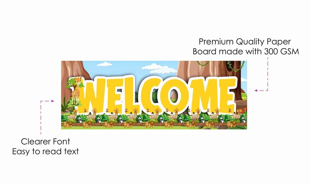 Balloonistics Zoo Theme Welcome Board - Large 2.3 Feet Cardstock Entrance Sign for Indoor & Outdoor Use - Safari Birthday Party Decorations featuring Lion, Giraffe, & Zebra (Welcome Outdoor Board) thumbnail 6