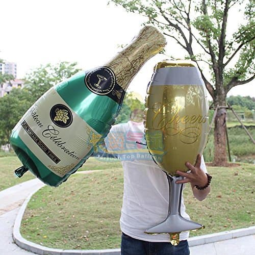 Balloonistics Champagne Bottle & Wine Glass Foil Balloon Set – 36 Inch Balloons for New Year & Anniversary Celebrations thumbnail 9