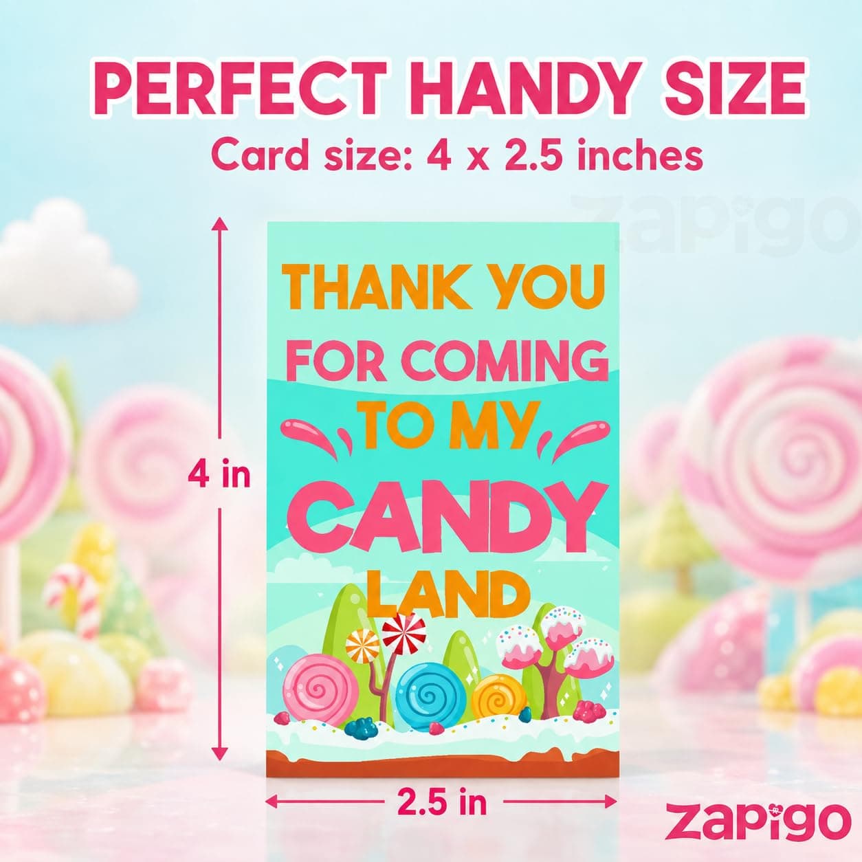 Balloonistics Candy Theme Birthday Thank You Cards - Pack of 20 Vibrant "Sweet Shop" Note Cards with Envelopes - Double-Sided Cardstock Fill-in Appreciation Cards, Candyland Party Favors (Thank you Cards - Pack of 20) thumbnail 5