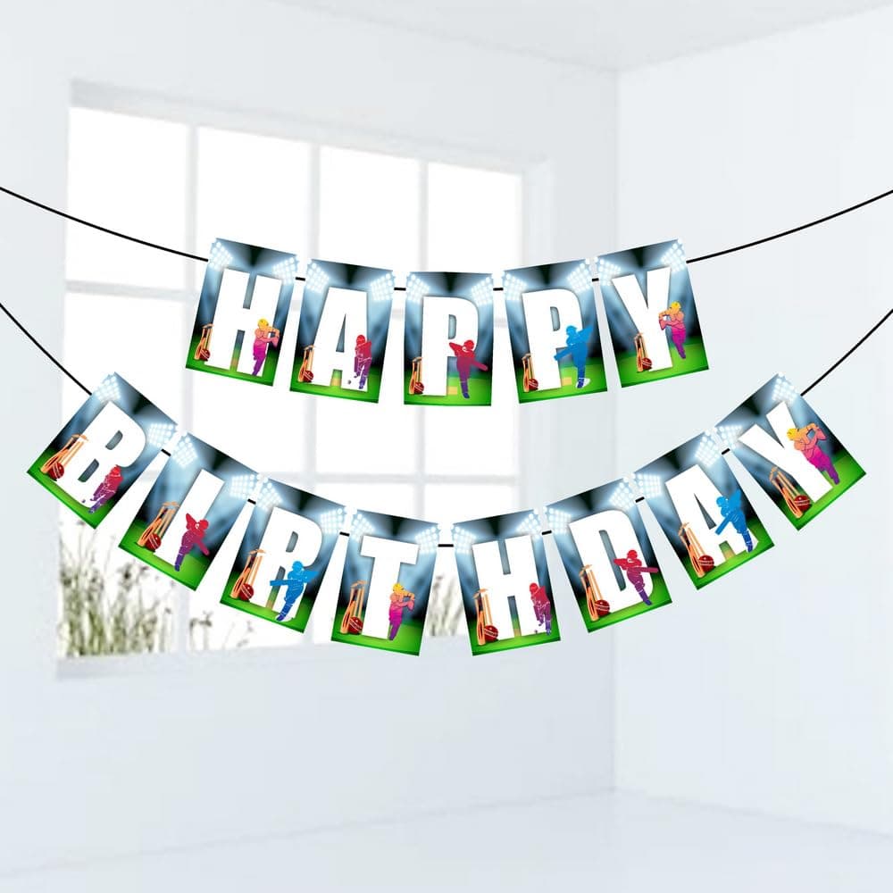 Balloonistics Cricket Theme Happy Birthday Banner Premium Cardstock Decoration Backdrop for Sporty Cricket Theme Party Supplies (Happy Birthday Banner) thumbnail 1