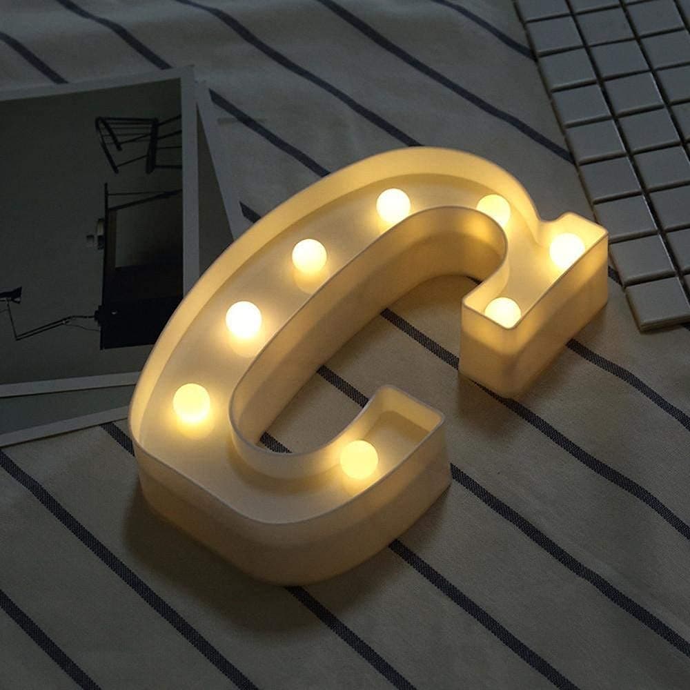 Balloonistics LED Marquee Letter 'C' Light | 9-Inch Warm White Glow | Cordless Battery-Operated Standing Alphabet Sign for Birthdays, Christenings, Weddings & Personalised Home Décor thumbnail 3