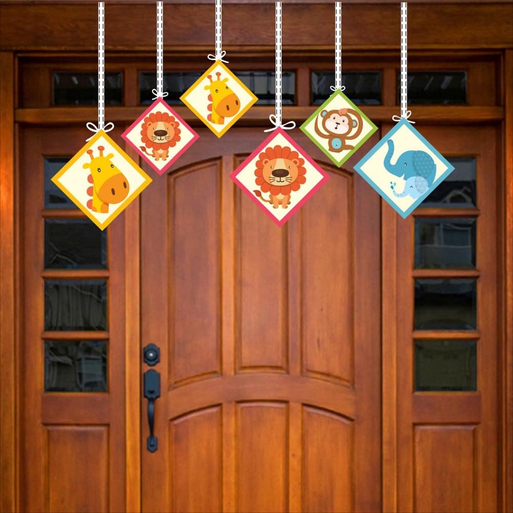 Balloonistics Jungle Animals Hanging Decorations Double-Sided Cardstock Party Ceiling Decor Birthday Backdrop, Zoo Animal Decor for Boys & Girls (Hangings - Pack of 12) thumbnail 3