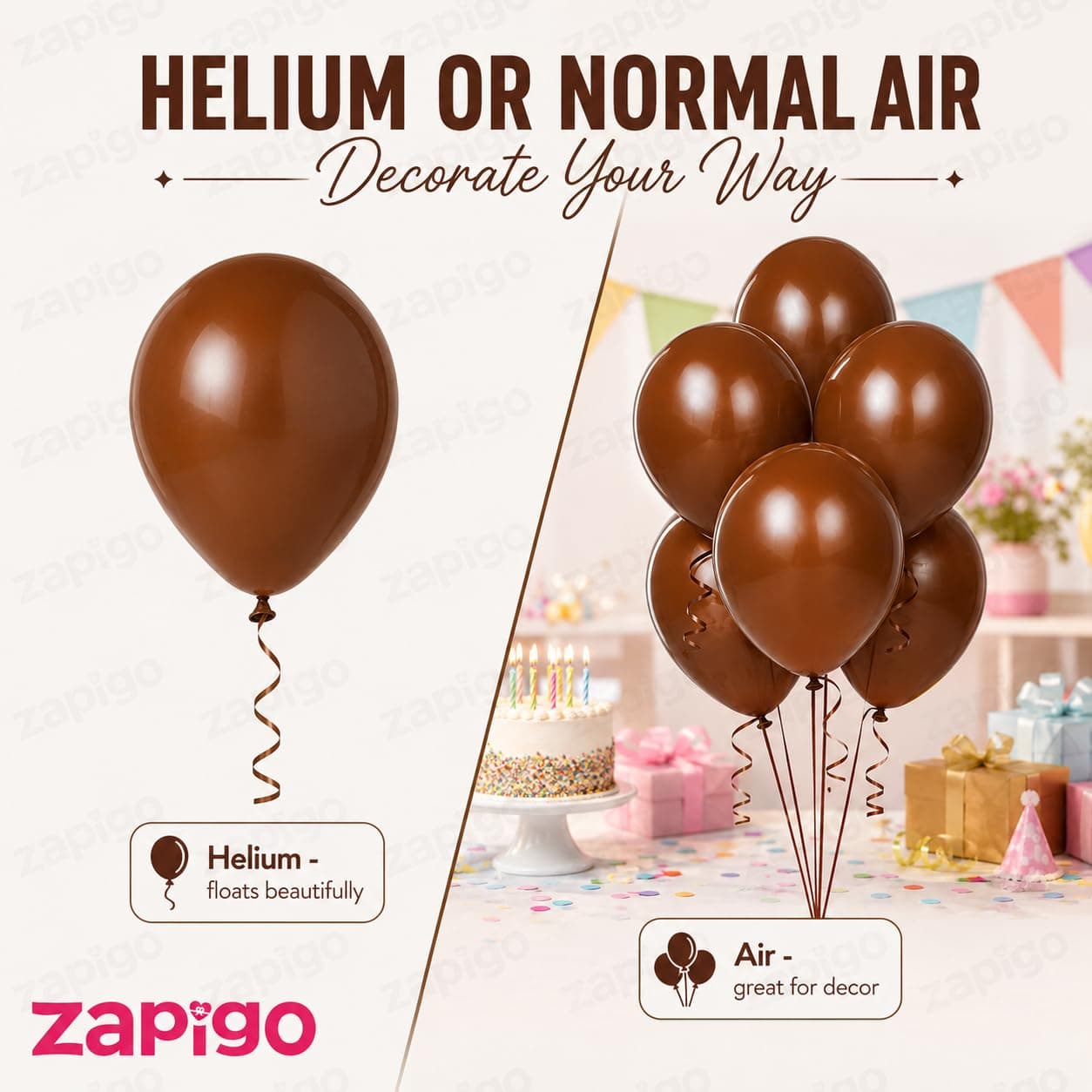 Balloonistics 10 Inch (Pack Of 50) Balloons for Birthday Decoration, Decoration for Weddings, Engagement, Baby Shower, 1st Birthday, Anniversary Party, Birthday Party supplies (Brown) thumbnail 4
