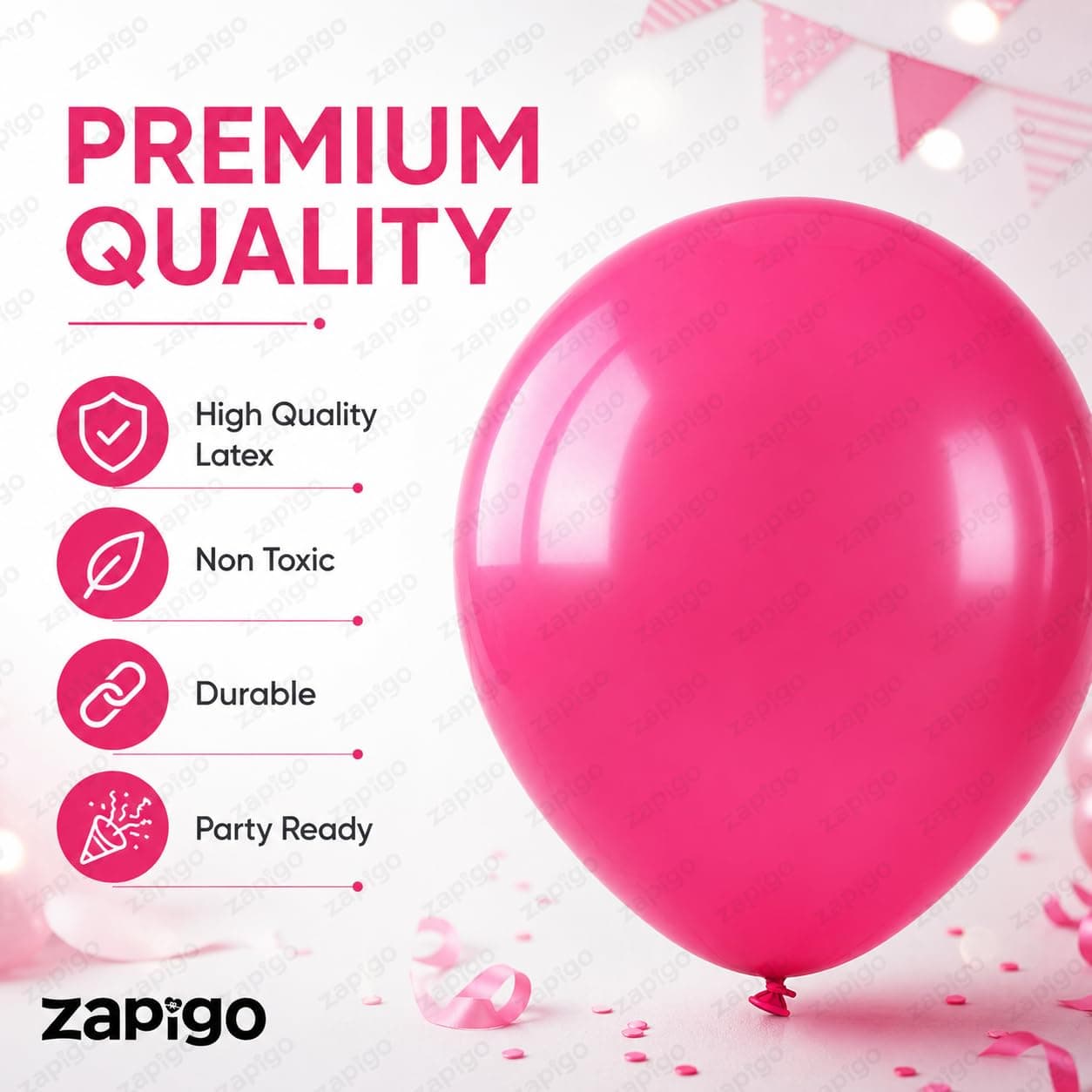 Balloonistics 25-Pack Pink Latex Balloons – Solid Colour Balloons for Girls Birthday, Baby Shower, Bridal Shower & Pink Party Decoration thumbnail 2