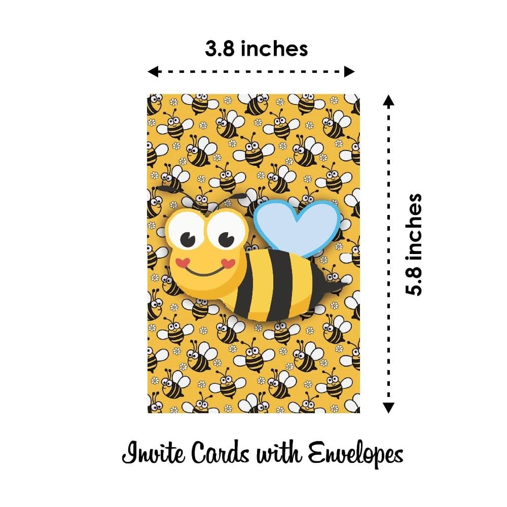 Balloonistics Honey Bee Birthday Invitation Cards Premium Double-Sided Cardstock Honey Bee Theme Party Invites for Kids Birthdays (Invite Cards - Pack of 10) thumbnail 6