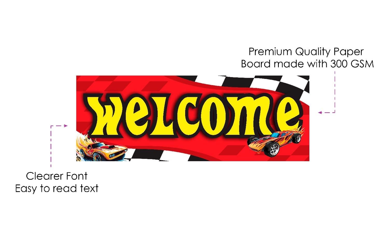 Balloonistics Hot Racing Wheels Theme Welcome Board 2.3 Feet Party Entrance Sign Premium Cardstock Decoration for Indoor & Outdoor Use (Welcome Outdoor Board) thumbnail 6