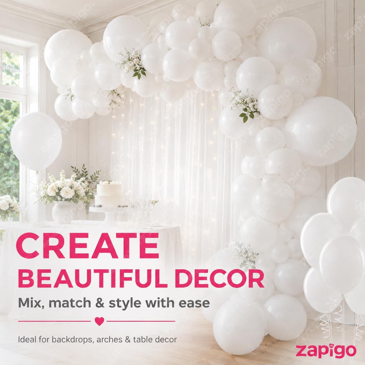Balloonistics 25-Pack Metallic Pearl Finish White Latex Balloons – Shiny Pearlescent White Balloons for Wedding, Baby Shower, Christening & Elegant Party Decoration thumbnail 6