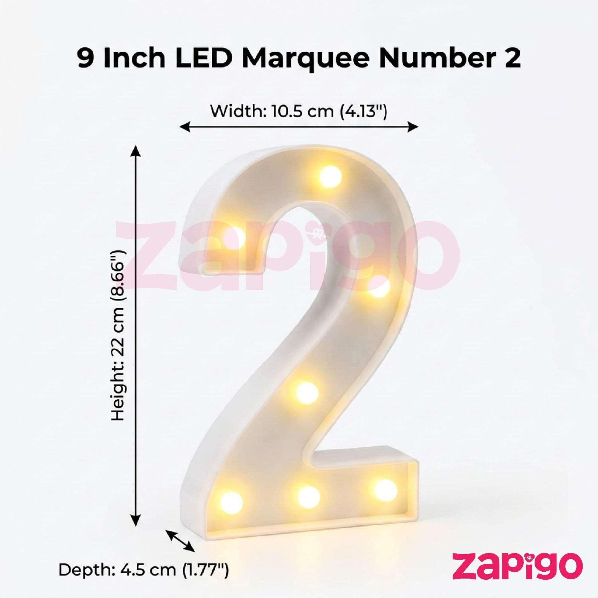 Balloonistics LED Marquee Number 2 Light - 9-Inch Cordless thumbnail 2