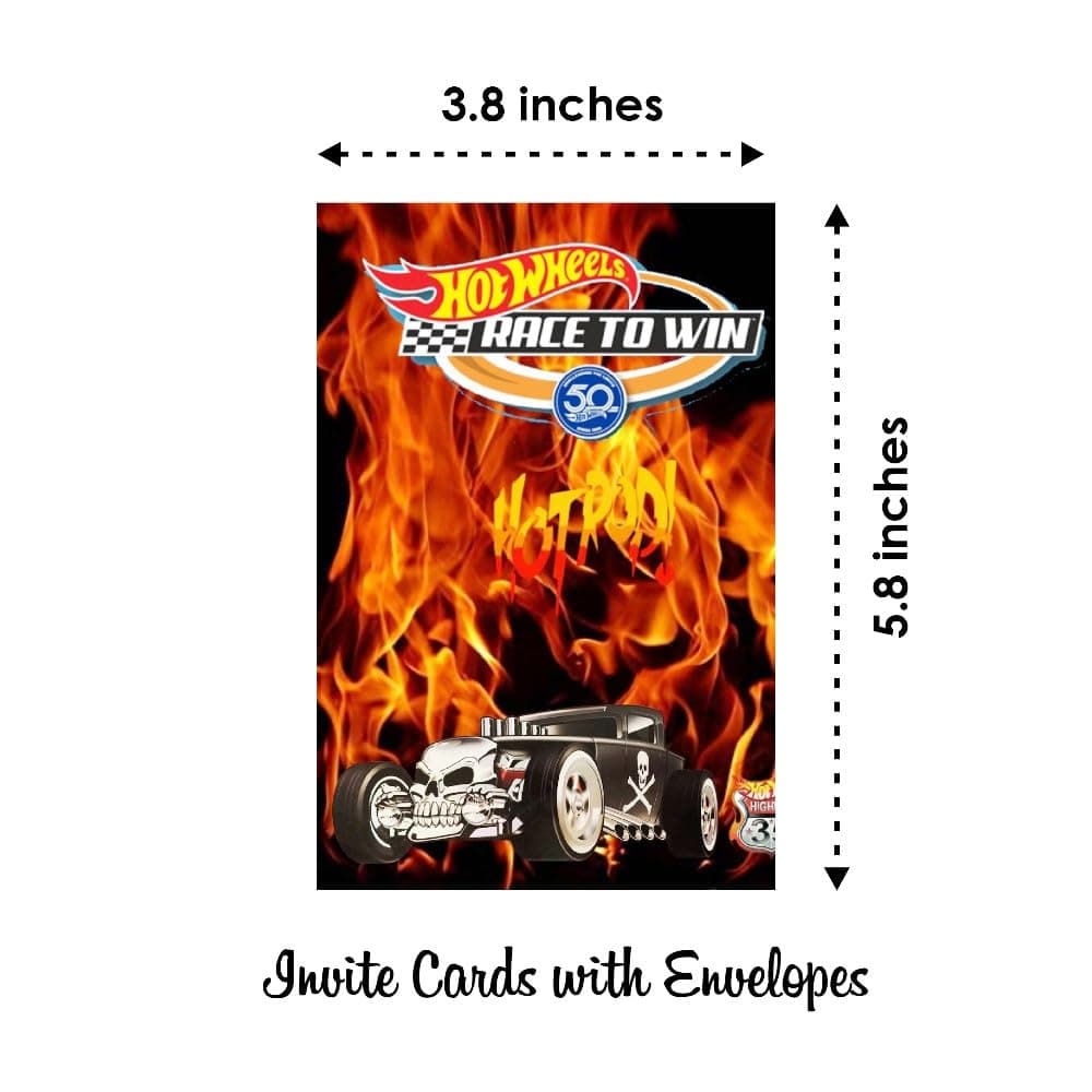 Balloonistics Hot Racing Wheels Theme Birthday Invitations Double-Sided Invite Cards Premium Cardstock Party Supplies for Kids (Invite Cards - Pack of 10) thumbnail 6