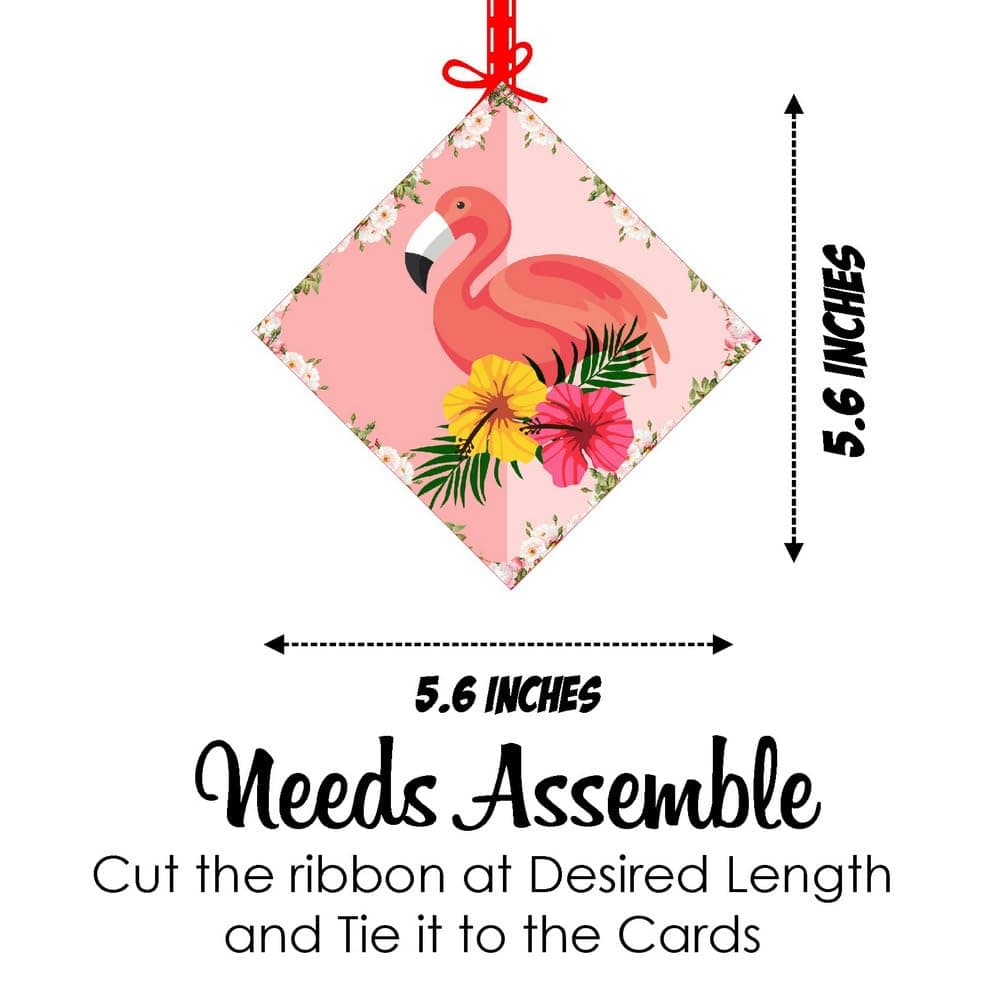 Balloonistics Flamingo Theme Hanging Decorations - Pack of 12 Tropical Luau Party Hangings - Premium Cardstock Pink Flamingo, Palm Leaf & Hibiscus Cutouts with Strings, Summer Birthday & Pool Party Decor (Hangings - Pack of 12) thumbnail 7