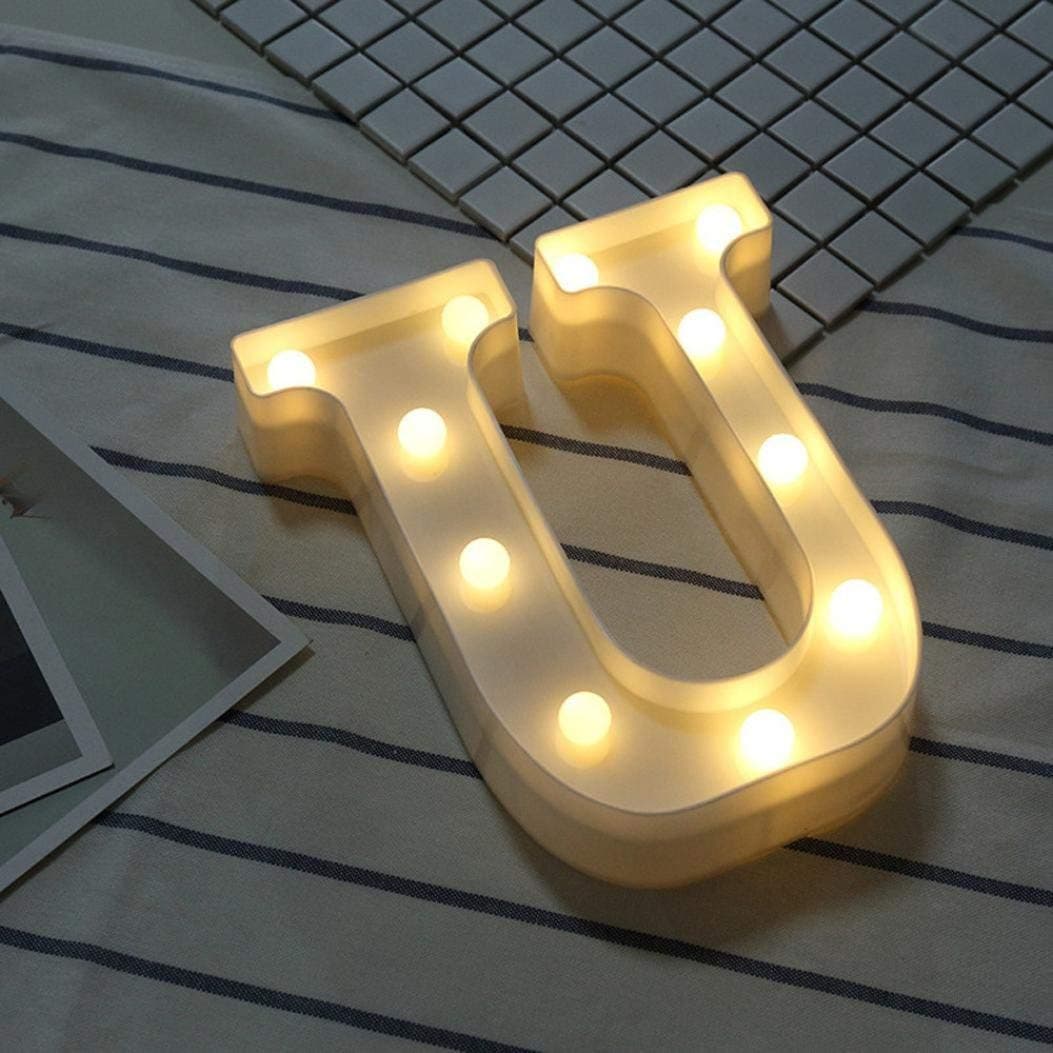Balloonistics LED Marquee Letter 'U' Light | 9-Inch Warm White Glow | Cordless Battery-Operated Standing Alphabet Sign for Birthdays, Weddings, Nurseries & Personalised Home Décor thumbnail 3
