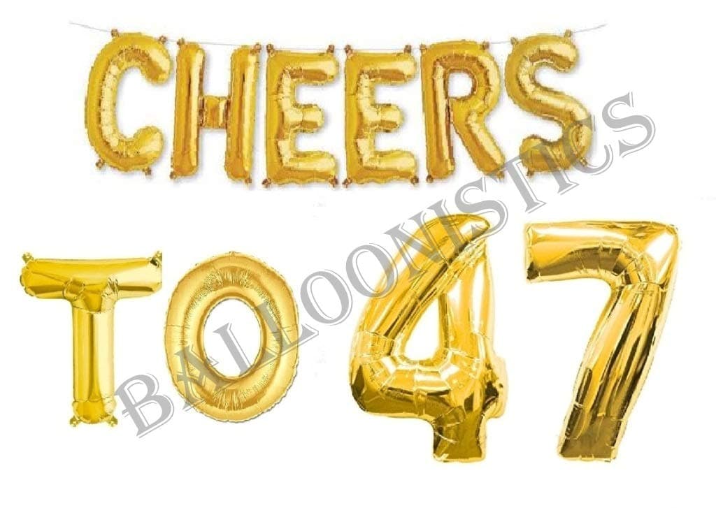 Balloonistics Cheers to Forty Seven Foil Balloon Combo – “Cheers to 47” & Number 47 Foil Balloon Set for 47th Birthday & Anniversary Party Decorations thumbnail 1