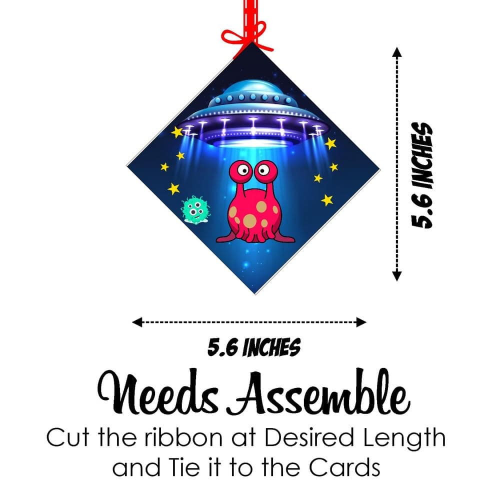 Balloonistics Alien Theme Birthday Hanging Decorations - Pack of 12 Double-Sided Cardstock Swirls & Cutouts - Out of This World Galaxy & Outer Space Party Decor, UFO & Martian Ceiling Hangings (Hangings - Pack of 12) thumbnail 7