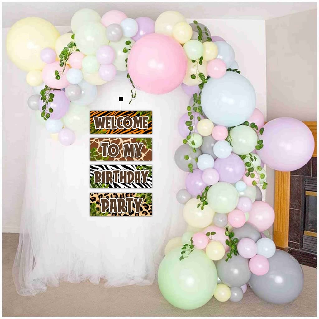Balloonistics African Safari Welcome Board 2.3 Ft Hanging Jungle Theme Birthday Sign Outdoor & Indoor Cardstock Welcome Poster (Welcome Outdoor Board) thumbnail 4