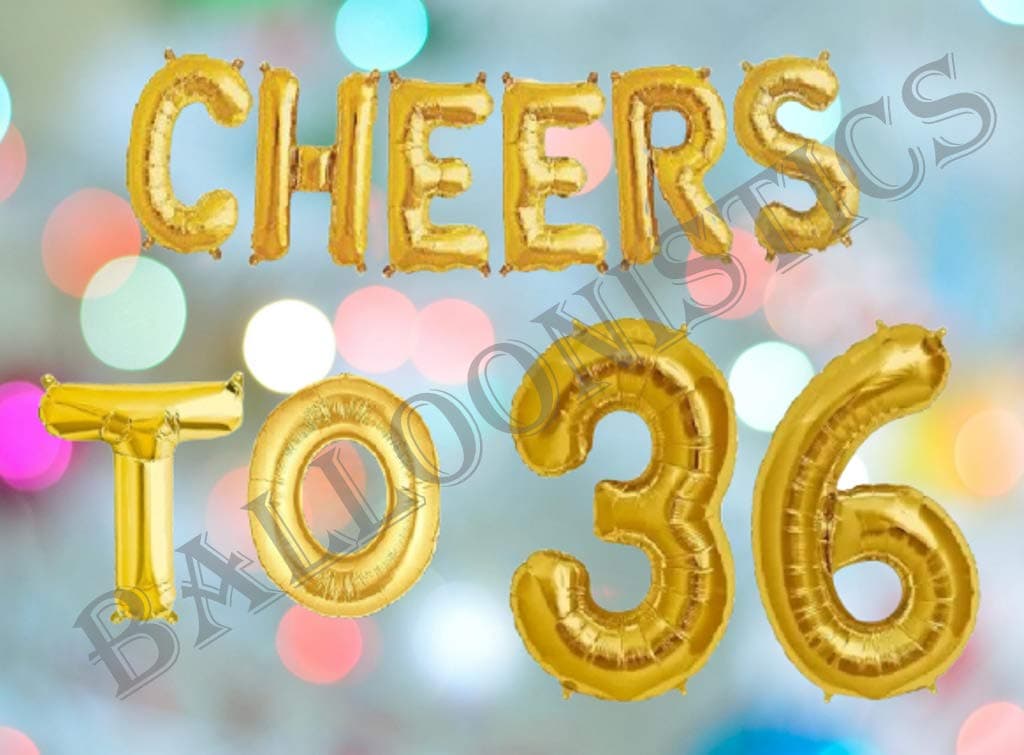 Balloonistics Cheers to Thirty Six Foil Balloon Combo – “Cheers to 36” & Number 36 Foil Balloon Set for 36th Birthday & Anniversary Party Decorations thumbnail 3