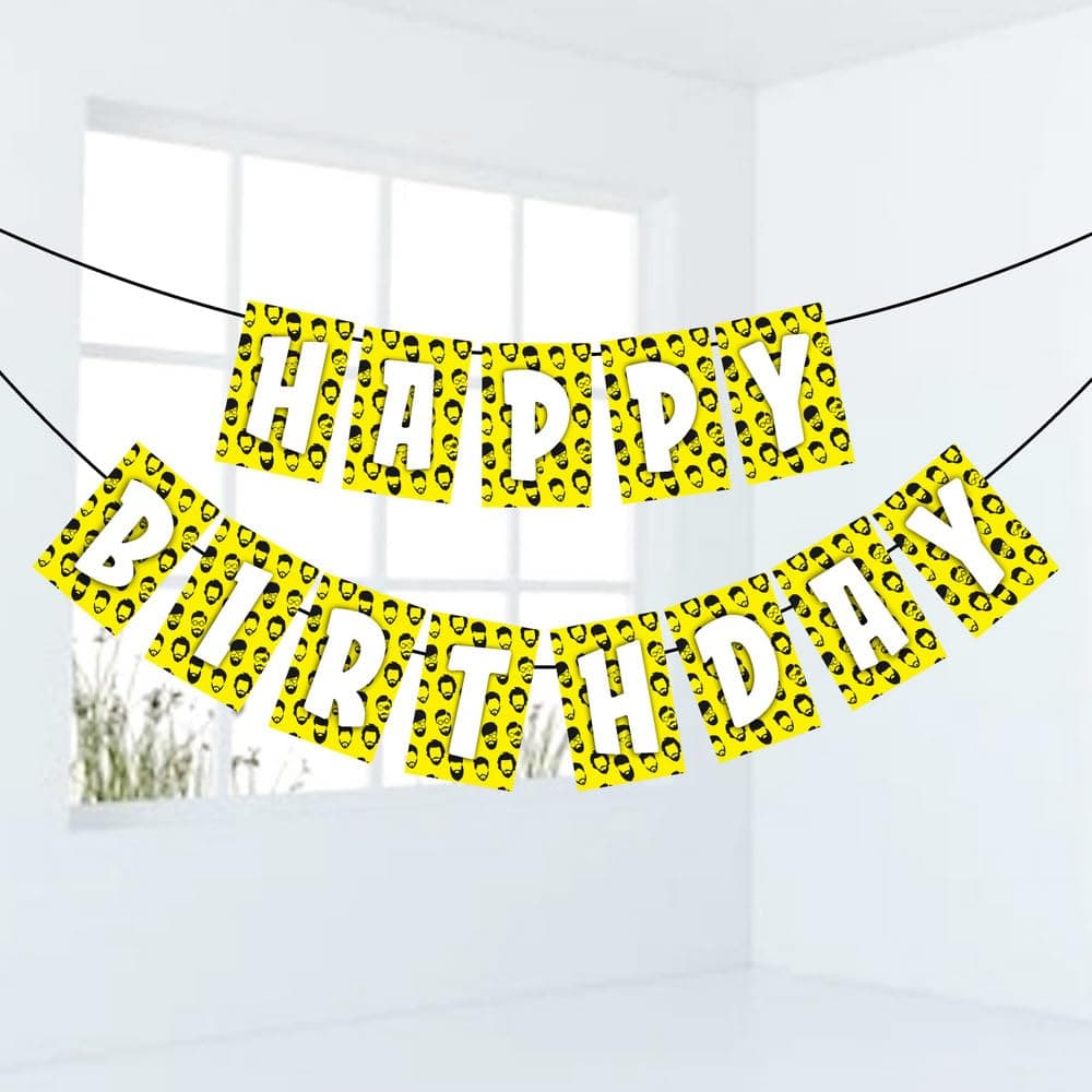 Balloonistics Beard Theme Happy Birthday Banner - Little Man & Lumberjack Cardstock Bunting for Boys and Mens Birthday Decorations - Grooming & Mustache Theme Party Supplies, Backdrop Decor thumbnail 1