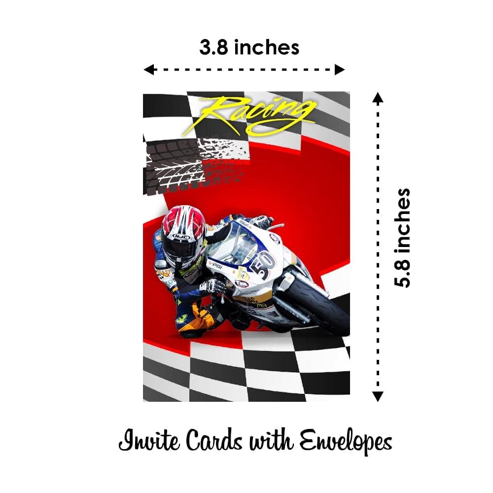 Balloonistics Sports Bike Theme Birthday Invitations - Pack of 10 Premium Matte Fill-In Cards - Racing & Superbike Party Invites - Double-Sided Cardstock Fast One & Two Fast Stationery (Invite Cards - Pack of 10) thumbnail 6