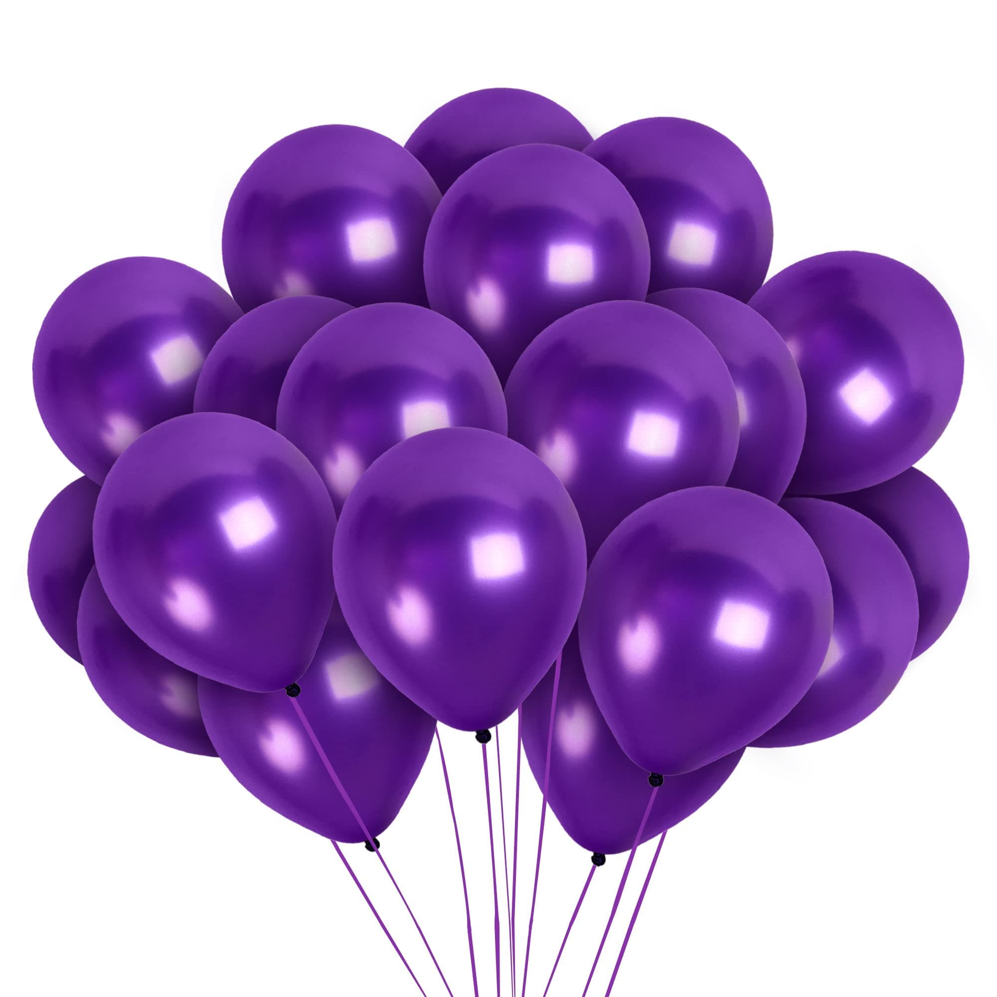 Balloonistics 50-Pack Metallic Purple Shiny Latex Balloons – HD Purple Balloons for Birthday, Royale Theme, Halloween & Elegant Party Decoration thumbnail 4